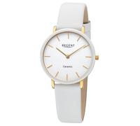 Regent BA-842 Damenuhr Edelstahl Vergoldet/Keramik Weiß Ø 34 mm