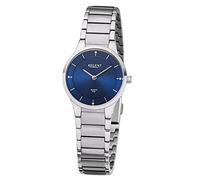 REGENT Damenuhr mit Edelstahlband und Faltschließe 28 MM Durchmesser mit 4 Cubik Zirkonia F-1311