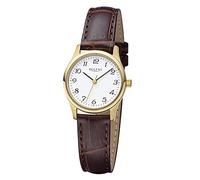 REGENT Damenuhr mit Kroko Look Lederband Edelstahl Quarz 27 MM Durchmesser Arabische Zahlen F-1251