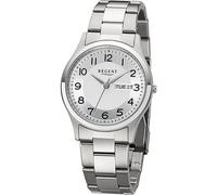 REGENT Herrenuhr mit Edelstahl Armband 38 MM Durchmesser Arabische Zahlen Tag Datum DayDate F-1276