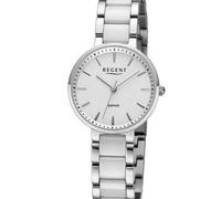 REGENT Damen-Armbanduhr Keramik Stahl/Weiß 12221206