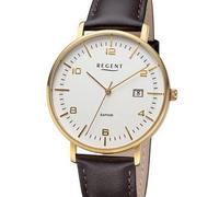 REGENT Herren Armbanduhr Analog Lederarmband Dunkelbraun URF1517 Analoguhr