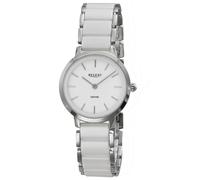 REGENT F-1625 Damenuhr Edelstahl silberfarben Keramikband weiß Saphirglas 30 mm Quarz Damenarmbanduhr