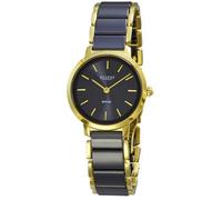 REGENT F-1628 Damenuhr Goldfarben Edelstahl Keramik Schwarz Saphirglas 30 mm Quarz Damen Uhr