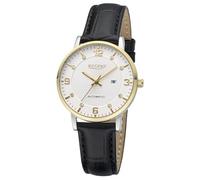 REGENT F-1666 Damen Automatikuhr Edelstahl Goldfarben Lederband Schwarz Sichtboden 33 mm