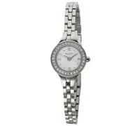 REGENT F-1669 Damenuhr Edelstahl Silberfarben mit Kristallen besetzte Lünette 19 mm Quarz