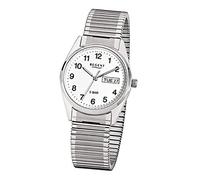Regent F292 Uhr Herrenuhr Edelstahl 50m Analog Tag & Datum Weiss
