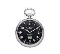REGENT Funk-Taschenuhr - Zeitloses Accessoire für KULTIVIERTE Herren - Super ablesbar - Material: Stahl - Inklusive Kette (Gehäuse-Ø 49 mm) - C342631 (Schwarz)