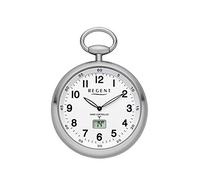 REGENT Funk-Taschenuhr - Zeitloses Accessoire für KULTIVIERTE Herren - Super ablesbar - Material: Stahl - Inklusive Kette (Gehäuse-Ø 49 mm) - C342632 (Weiß)