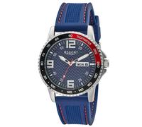 REGENT Quarzuhr mit Tachymeterskala, Silikonband blau/rot, Zifferblatt blau, 10 bar, F-1652