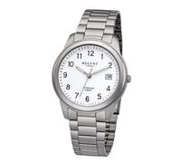 REGENT Herrenuhr mit Titan Glieder Armband 36 MM Durchmesser Arabische Zahlen Datum F-208