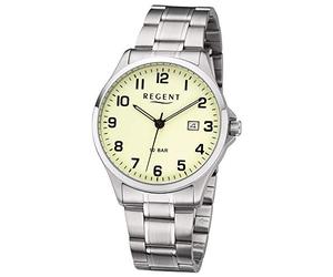 REGENT Herren-Armbanduhr Edelstahl analog Quarz Edelstahlband F-1192