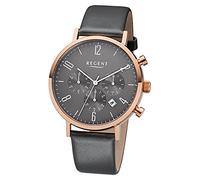 Regent Herren-Armbanduhr Elegant Chronograph Leder-Armband anthrazit grau Quarz-Uhr Ziffernblatt anthrazit grau URF1038