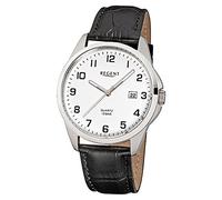 Regent Herren-Armbanduhr Elegant Analog Leder-Armband schwarz Quarz-Uhr Ziffernblatt weiß URF913