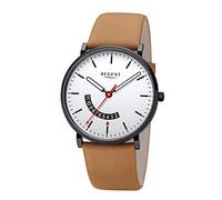 REGENT Herren Armbanduhr Stahl analog Quarz Lederband BA-537