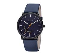 REGENT Herren-Armbanduhr Stahl analog Quarz Lederband BA-538