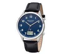 REGENT Herren Funkuhr Analog-Digital Lederarmband schwarz URFR282 Analoguhr