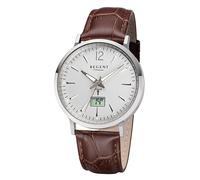 Regent Herren Funkuhr Edelstahl Lederband FR-243