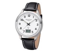 REGENT Herren Funkuhr Titan Analog-Digital mit Lederband 1501564
