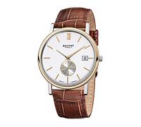 REGENT Herren Lederarmband Uhr braun GM-1449 Quarzuhr D2URGM1449 EIN schönes Geschenk zu Weihnachten, Geburtstag, Valentinstag für den Mann