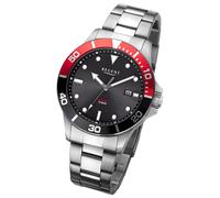 Regent Herren Solaruhr Analog Metallarmband schwarz rot URF1543