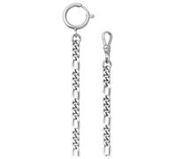 REGENT Herren Taschenuhr Kette 5 mm Breite 31 cm Länge mit Karabiner Figaro Flach Silberfarben P-49
