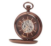 Regent Herren Taschenuhr Handaufzug Mechanisch Skelett Glasboden Coffee Brown IP P-709