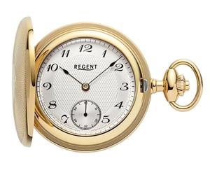REGENT Herren Taschenuhr Savonnette Edelstahl 48 MM Mechanischer Handaufzug Arabische Zahlen P-775