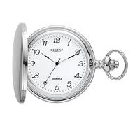 REGENT Herren Taschenuhr Savonnette Klappdeckel 47 MM Quarz Weißes Zifferblatt Arabische Zahlen