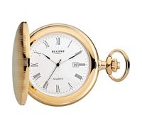 REGENT Herren Taschenuhr Savonnette Klappdeckel 47 MM Quarz Weißes Zifferblatt Römische Zahlen Datum