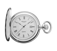 REGENT Herren Taschenuhr Savonnette Klappdeckel 47 MM Quarz Weißes Zifferblatt Römische Zahlen Datum