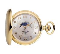 REGENT Herren Taschenuhr Savonnette Klappdeckel 50 MM Quarz Arabische Zahlen Datum Mondphase