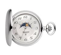 REGENT Herren Taschenuhr Savonnette Klappdeckel 50 MM Quarz Arabische Zahlen Datum Mondphase
