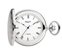Regent Herren Taschenuhr Savonnette Verchromt 47 MM Mechanischer Handaufzug Römische Zahlen P-718