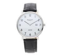 Regent Herrenarmbanduhr W930/30244SS/920BK Leder, Edelstahl, schwarz