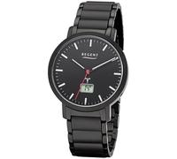 Regent Herrenuhr Funkuhr Saphire Glas Edelstahl IPB Black IP FR-255