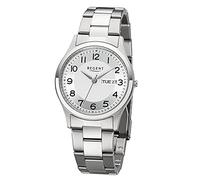 REGENT Herrenuhr mit Edelstahl Armband 38 MM Durchmesser Arabische Zahlen Tag Datum DayDate F-1276