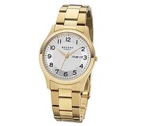 REGENT Herrenuhr mit Edelstahl Armband 38 MM Durchmesser Arabische Zahlen Tag Datum DayDate F-1277