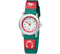 Regent Kinder Armbanduhr aus Aluminium und Textil in der Farbe Grün-Rot mit einem Durchmesser von 26mm, Wasserdichtigkeit: 3Bar, 12400313