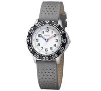 REGENT Junioruhr Kinderuhr Jungenuhr mit Lederband Arabische Zahlen Aluminium Quarz Grau 2132820