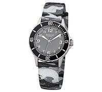 Regent Kinder-Armbanduhr Elegant Analog Textil-Armband grau schwarz camouflage Quarz-Uhr Ziffernblatt schwarz URF941