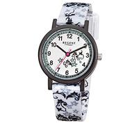 Regent Kinder-Armbanduhr Elegant Analog Textil-Armband weiß Quarz-Uhr Ziffernblatt weiß URF728