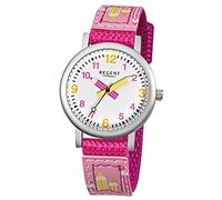 REGENT Kinder-Armbanduhr pink Analog F-730 Textil-Armband URF730 Analoguhr