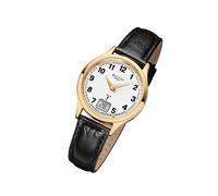 Regent Leder Damen Uhr FR-194 Funkuhr Armband schwarz URFR194