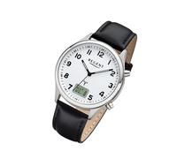 Regent Leder Herren Uhr FR-277 Analog-Digital Armbanduhr schwarz Funkuhr URBA446