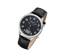 Regent Leder Herren Uhr FR-278 Analog-Digital Armbanduhr schwarz Funkuhr URBA447