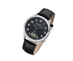 Regent Leder Herren Uhr FR-278 Analog-Digital Armbanduhr schwarz Funkuhr URBA447
