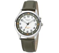 REGENT Quarzuhr mit Licht auf Knopfdruck, Lichtfunktion, Lederband Zifferblatt weiß/grün, F-1607
