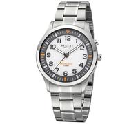 REGENT Quarzuhr mit Licht auf Knopfdruck, Lichtfunktion, Metallband Zifferblatt blau, F-1609