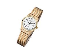Regent Stahl Damen-Herren Uhr F-886 Quarzuhr Armband gold URF886